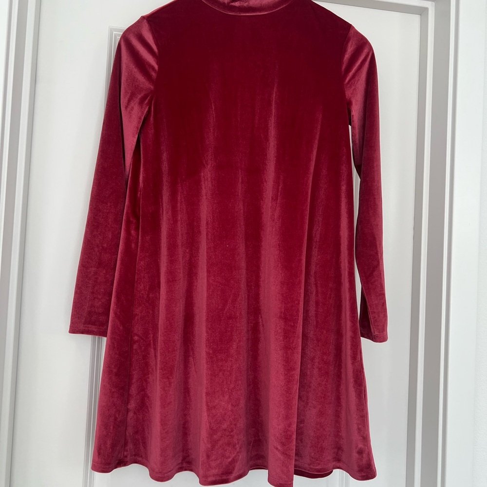 Forever 21 Velvet Long Sleeve Dress - hot pink